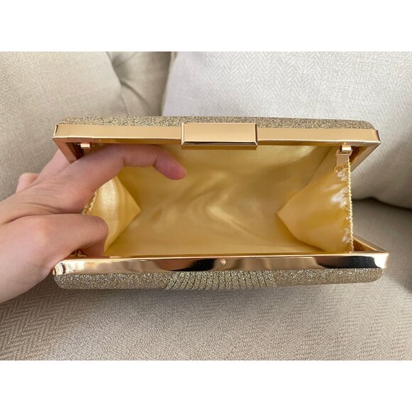 Gold Shimmer Pleated Front Clutch, Champagne Clutch Bag, Fancy Evening Bag - Picture 9 of 9